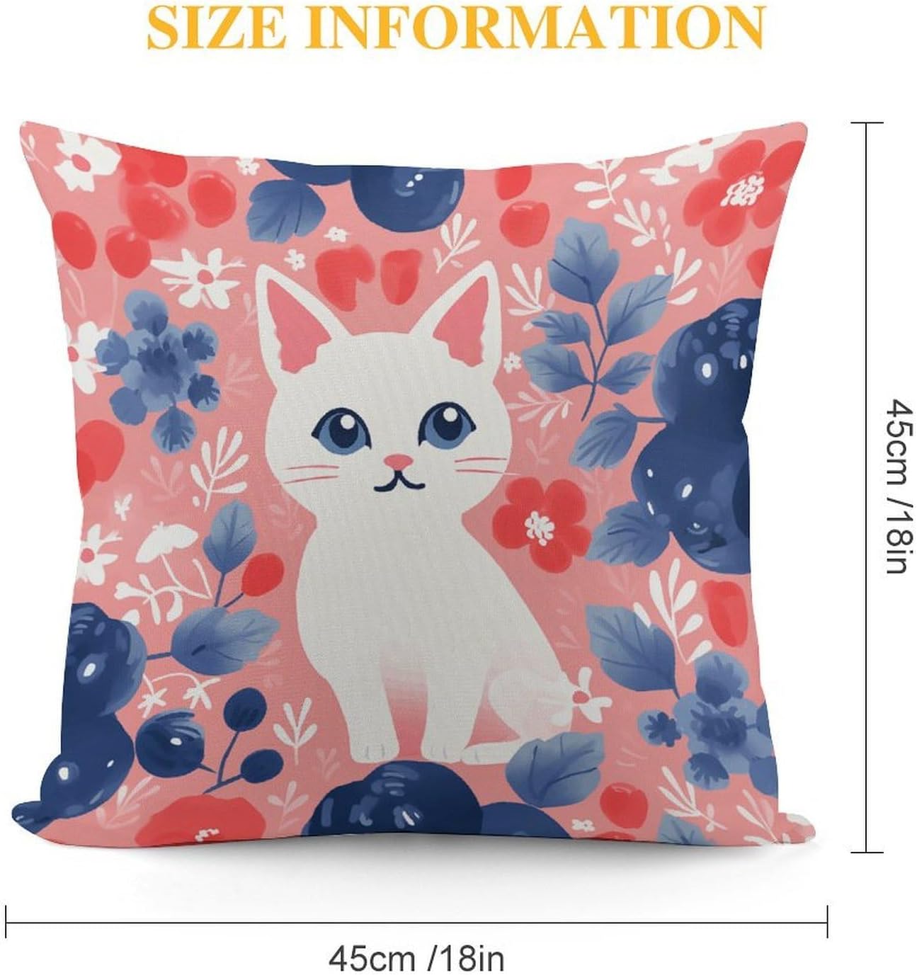 Berry Style and Cat Pillow Cover Square Pillow Case image 2