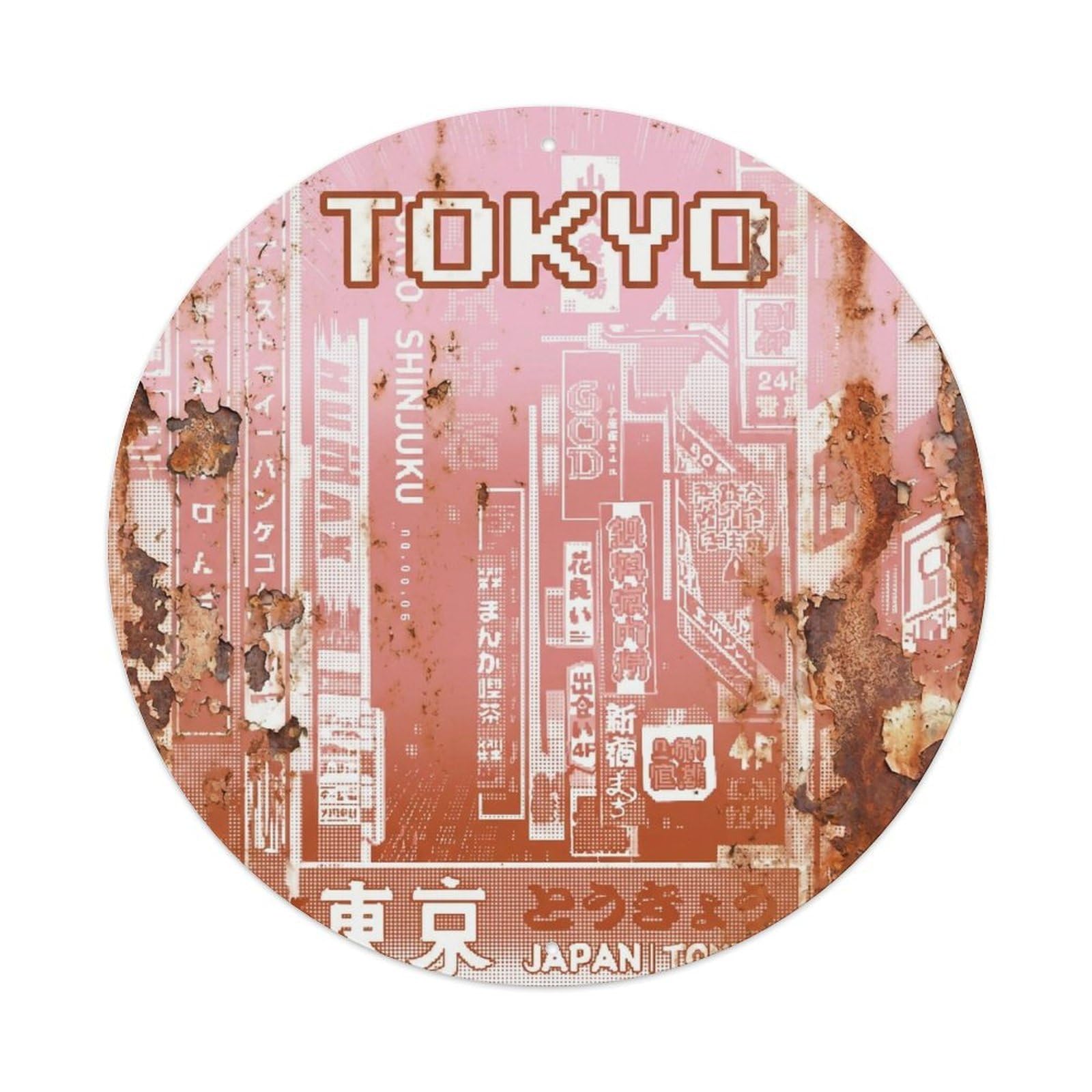 Vintage Travel Tokyo Japan Metropolis Vintage Metal Tin Sign Plaque Wall Decor for Cafe, Club Bar, Office, Garden Metal Poster 8x8Inch