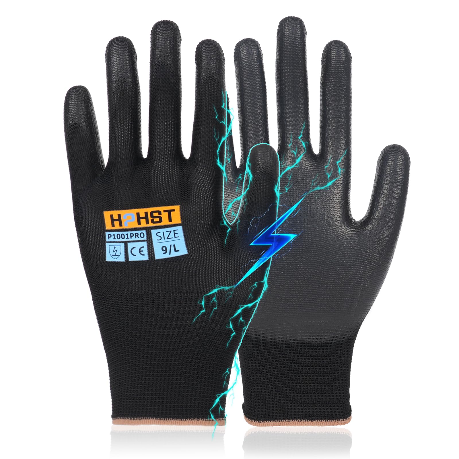 PU Coated Safety Work Gloves, 12 Pairs Work Gloves Mechanic Working Seamless Knit Glove with Polyurethane Coated Smooth