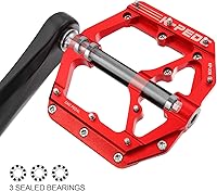 Vista 8 de Aleación de aluminio 9/16 "Pedal de bicicleta MTB amplia plataforma plana antideslizante Pedales de bicicleta con 3 rodamientos para bicicletas