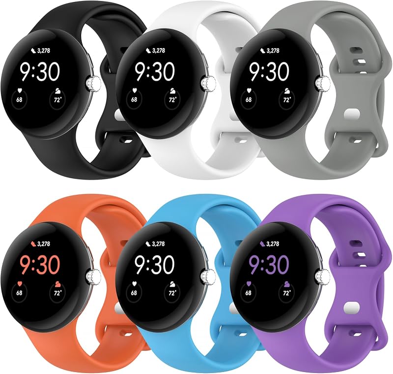 Band Compatible with Google Pixel Watch 1/2/3/4 (41mm), Soft Silicone Sport Replacement Straps Bracelet for Google Pixel Watch 41mm