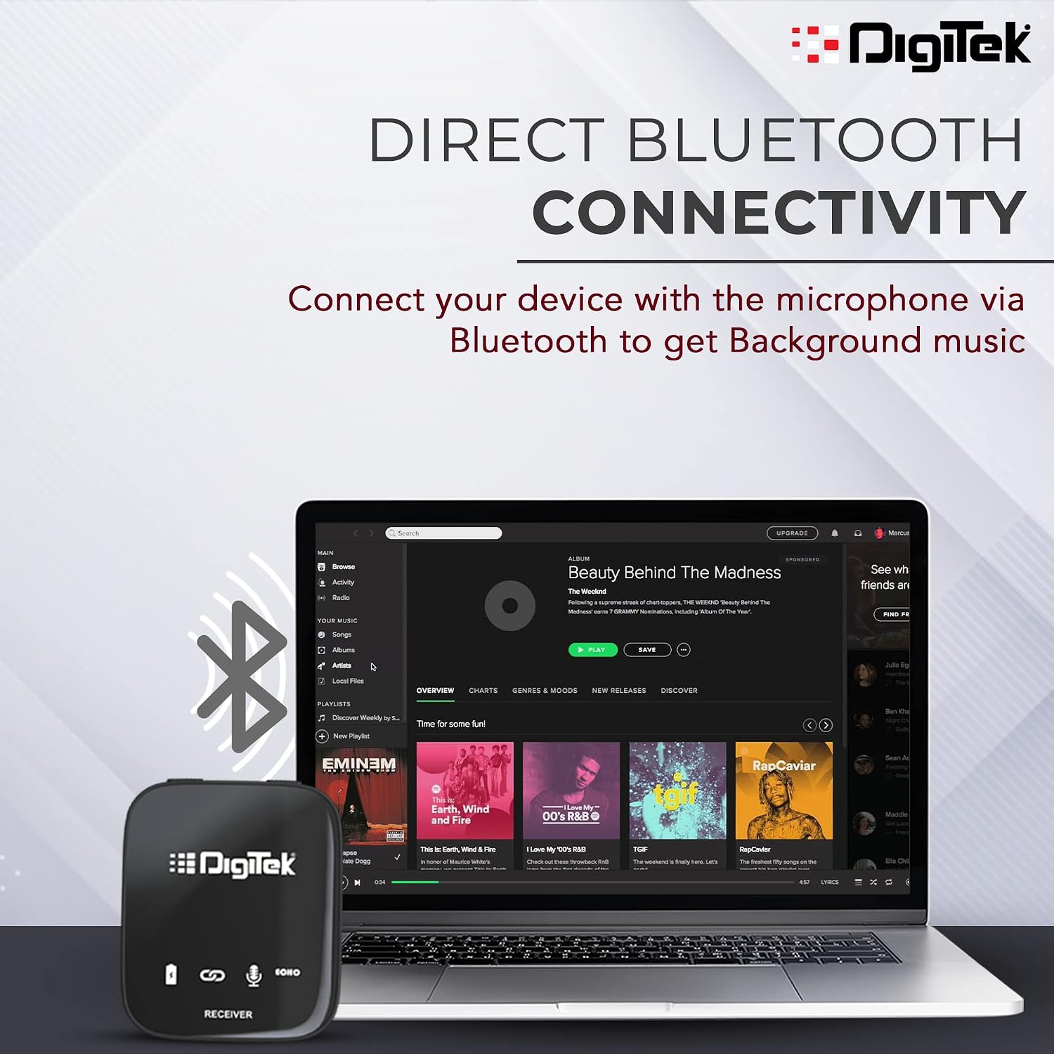 Digitek® (DWM 101 Wireless Microphone System with ANC Noise Reduction, 360° Sound Capture, 100M Range, Upto 12 Hrs Working Time, for DSLR Camera, Android & iOS Smartphones, Seamless Audio Recording 8 71YNJEbUEdL. SL1500