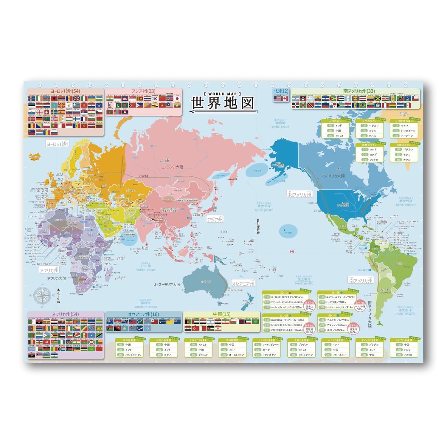 Amazon.co.jp: お風呂ポスター 世界地図のみ(1枚入り) A2 【社会・地理の大きな防水学習ポスター】 知育 Archest :  文房具・オフィス用品