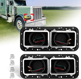 Headlight Housing Base with Wire Harnesses Replacement for Kenworth T400 T600 T800 W900 K100 C500 Peterbilt 378 379 Western Star 4900 4964, Freightliner FLD Classic XL Driver and Passenger Side A Pair