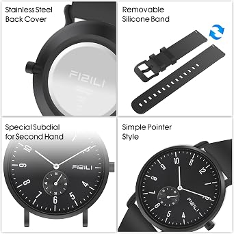 Men's Watch Ultra-Thin Minimalist Waterproof-Fashion Watch for Men or Women with Silicone Band Wrist Watches, 1100-Black White, minimalist watch for men