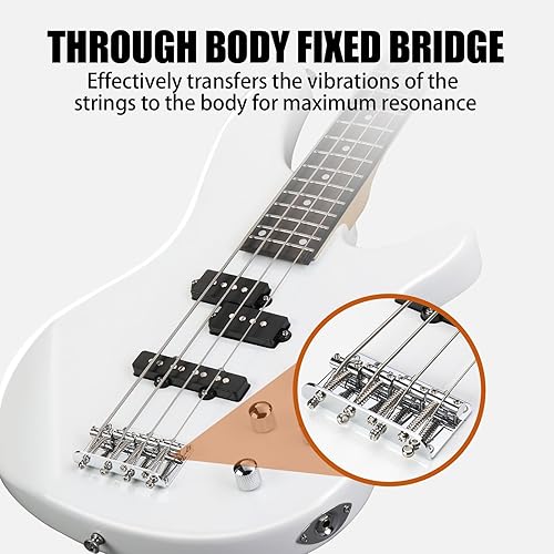 Vista 37 de Ktaxon Bajo eléctrico de 4 cuerdas, tamaño completo, estándar para diapasón de palisandro para diapasón, diapasón, diapasón, kit para principiantes