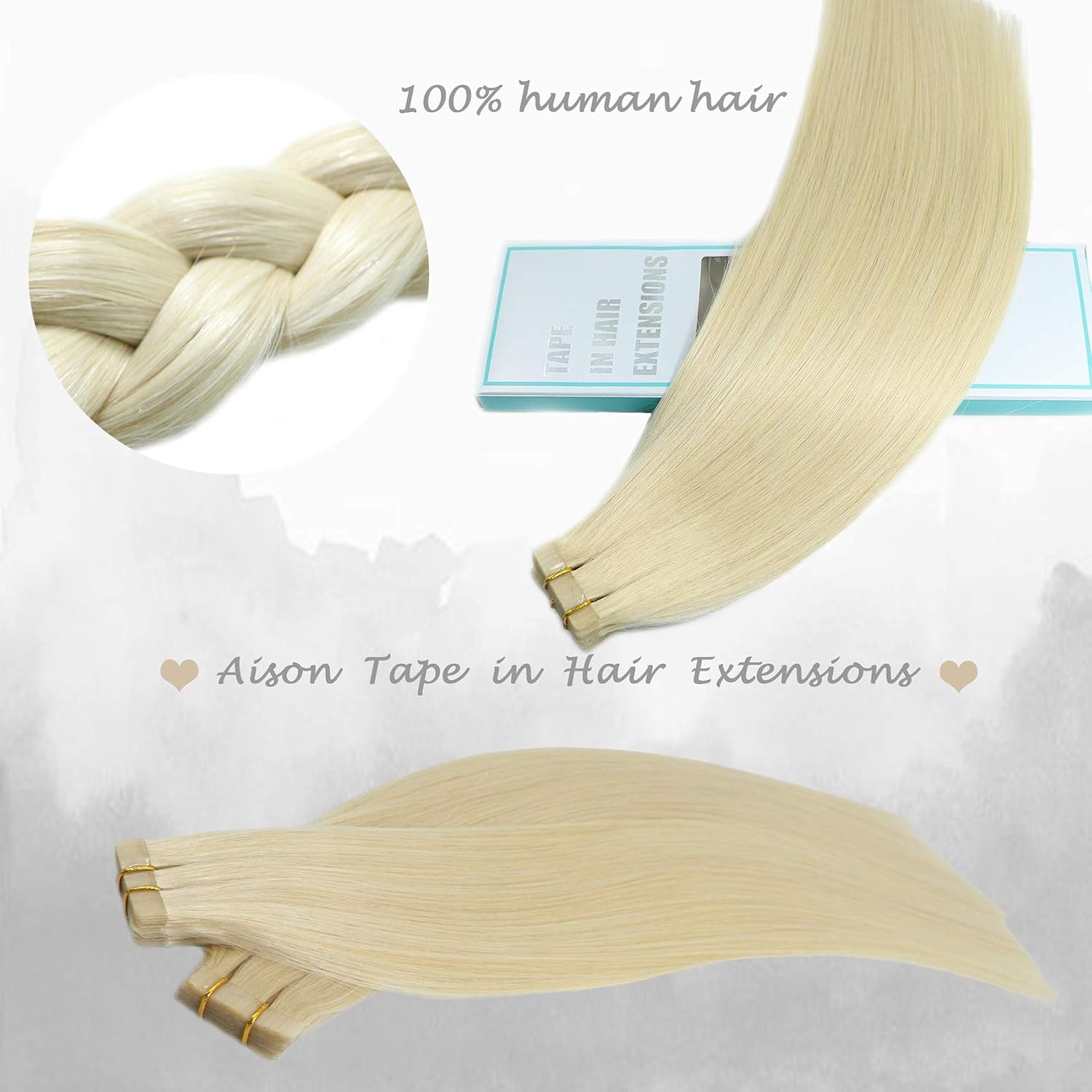 Purfasion Tape in Hair Extensions Remy Human Hair Platinum Blonde Invisible Skin Wef 18inch 40g 20 Pieces Staight Tape ins for Fashion Women (18Inch #60 40g) Blonde Extensions