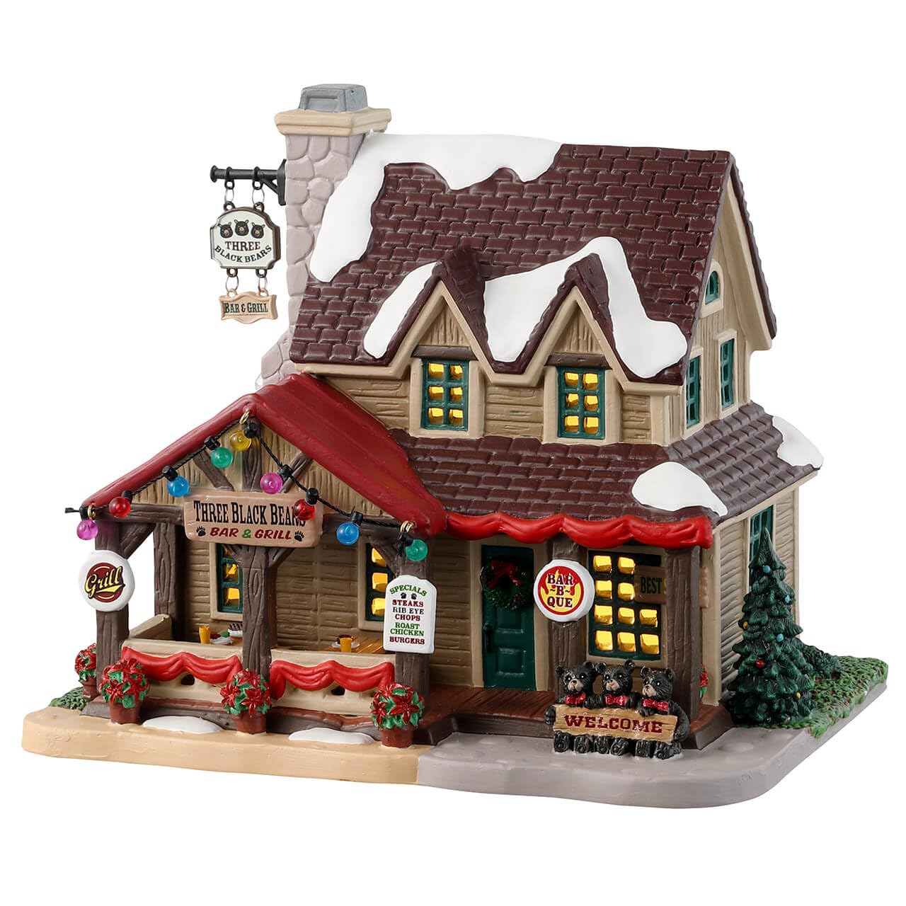 Lemax Multicolor Three Black Bears Bar & Grill #35078