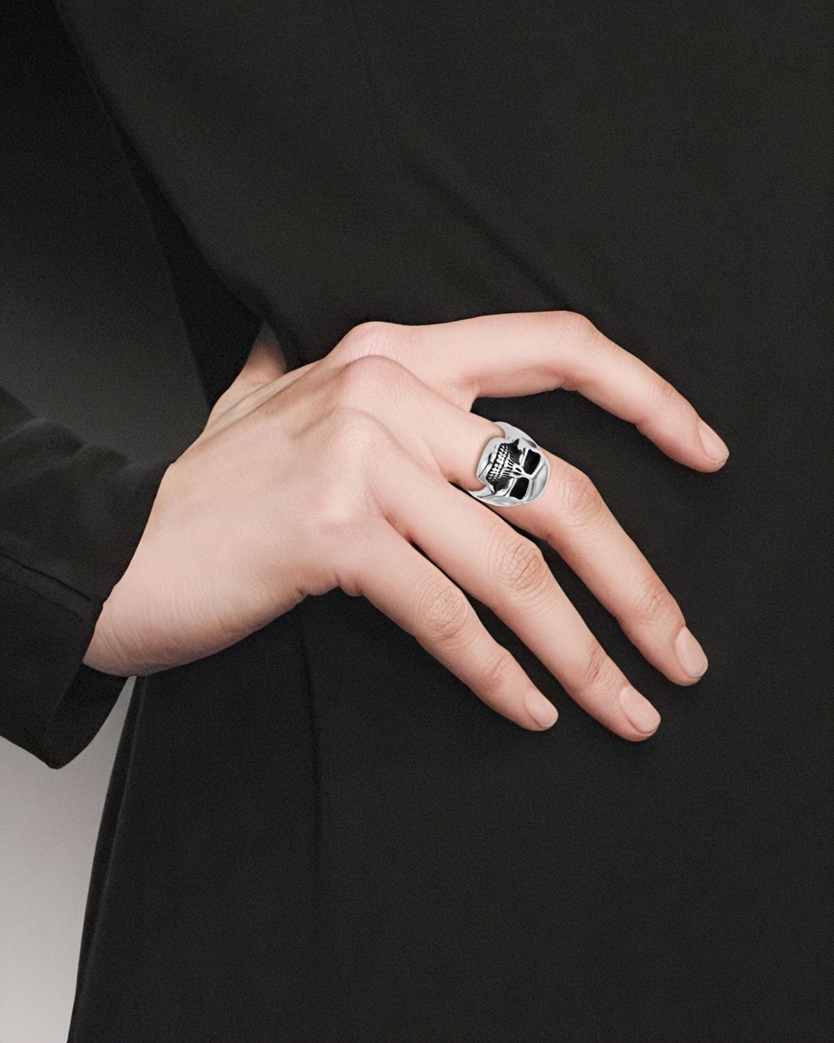 Men's Screaming Skull Shape Stainless Steel Vintage Jewelry Gift Ring Geometric Style BLC554-04