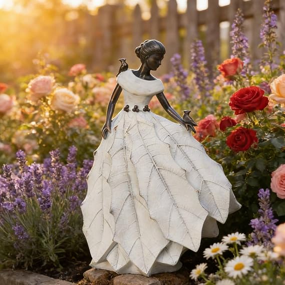 DiliComing Fairy Garden Statue Maiden Home Decoration 14.5 Inch Table Decor