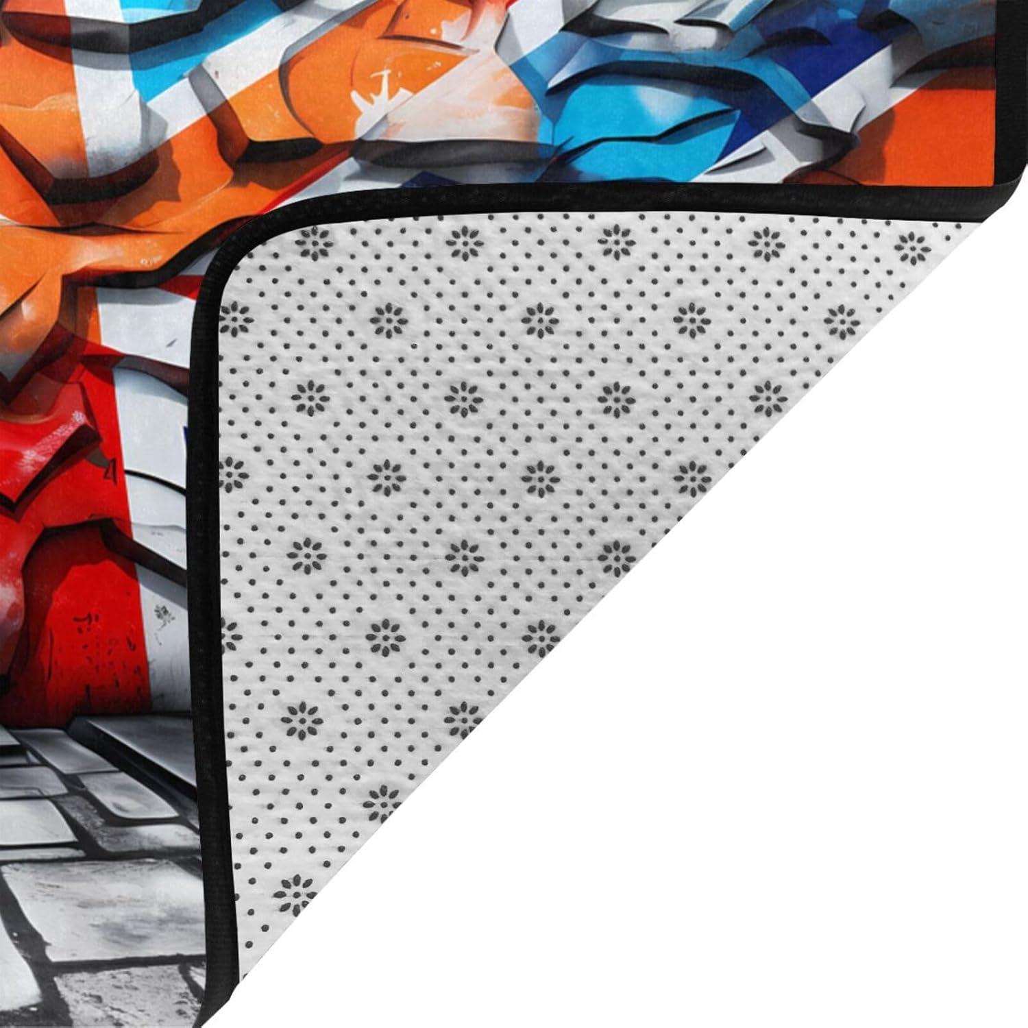 Shock Graffiti Flag Printed Flannel Floor mat 80x58 inches for Bedroom, Living Room, Study Room Decorative Carpet
