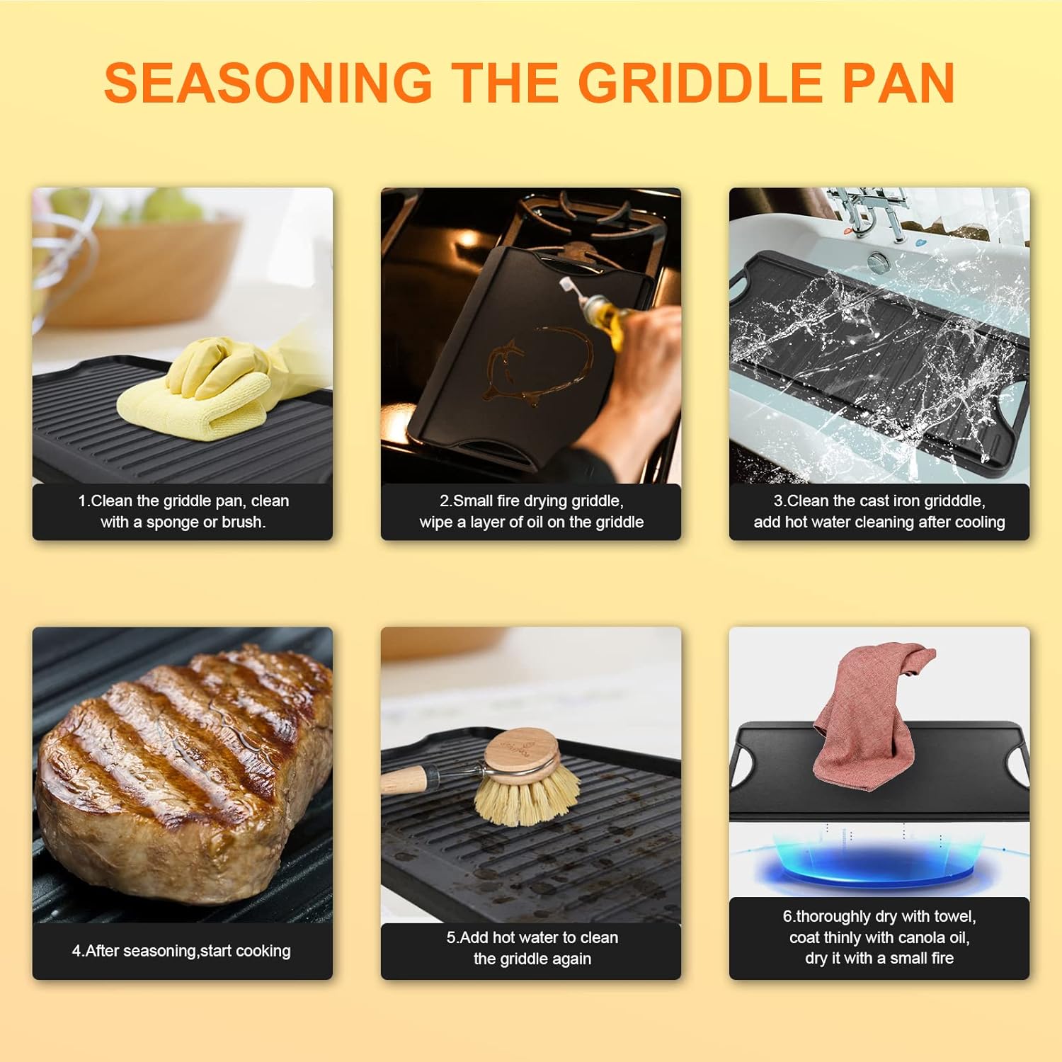 Utheer Cast Iron Griddle, Reversible Griddle With Handles, 20 inch Cast Iron Griddle for Stove Top, Suitable for Pit Boss 68007, Traeger Grills BAC382 Griddle, Oven, Stove, Grills and Even Open Flame: Home & Kitchen