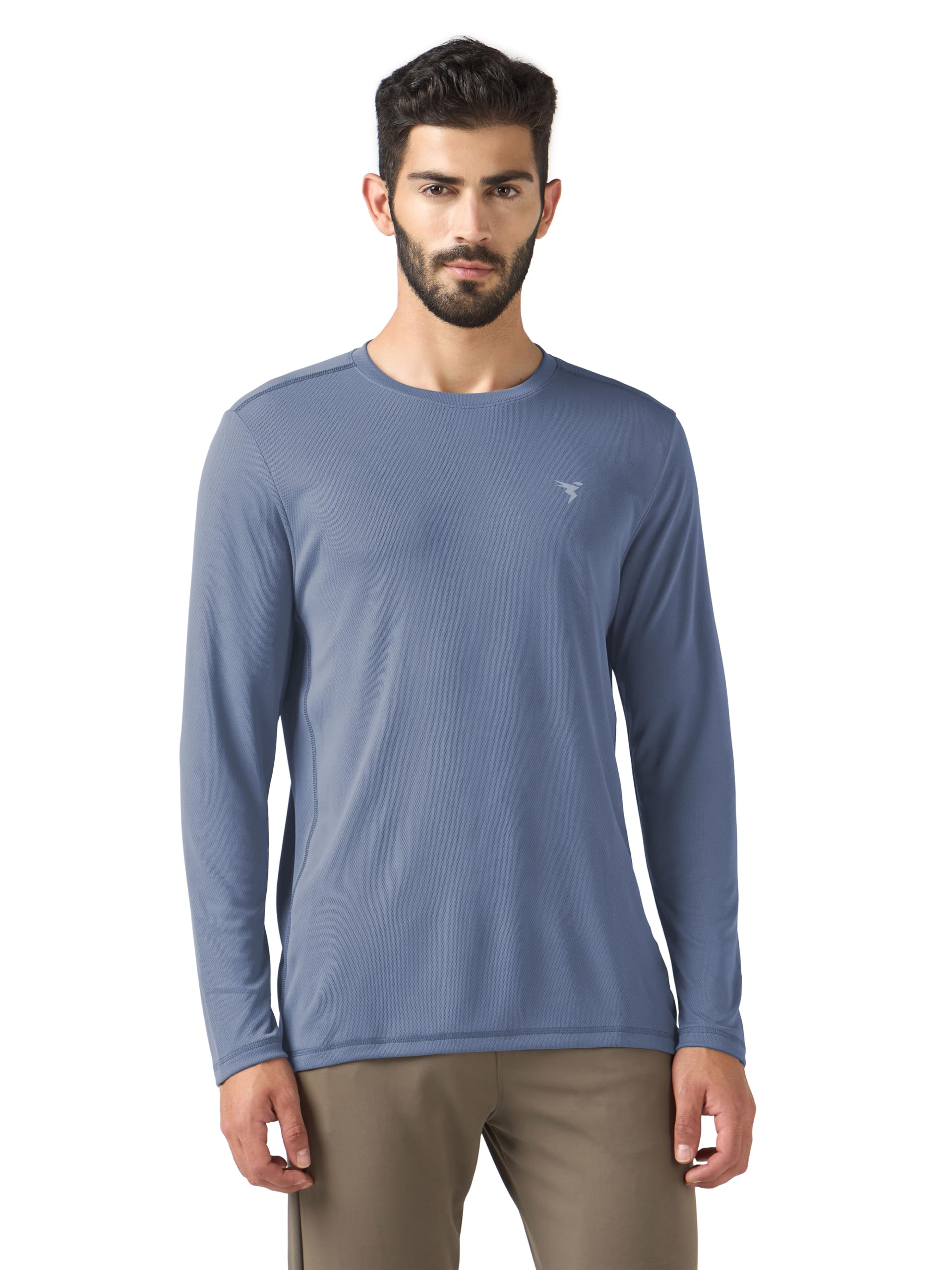 TECHNOSPORT Men's Solid Full Sleeve T-Shirt TECHNOCOOL+ Quick Dry Slim Fit Round Neck Sports Tee for Gym Casual Layering Wear UPF50+ Anti Odour-picture-22