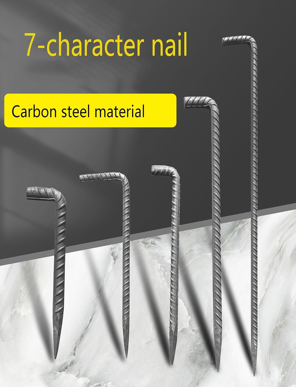 1.2cm/0.5in Carbon Steel Threaded Ground Nails - Multipurpose Fasteners for Construction, Road Repair & Pipe Fixing(30cm/11.8")
