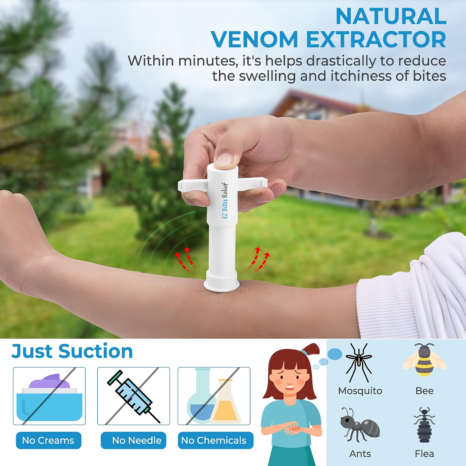 Allinko Venom Extractor, Bee/Wasp Sting Suction Pump-Bite Relief Reduce Pain & Swelling,for Hiking, Backpacking and Camping, No Odor or Residue (2 PCS)