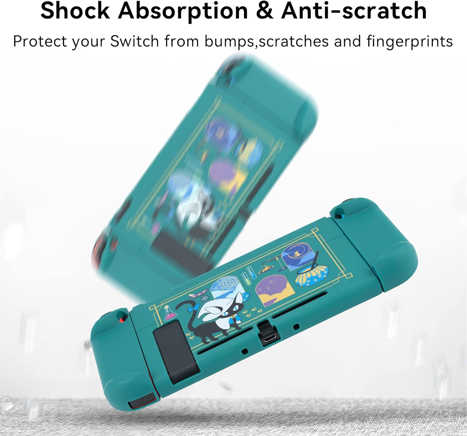 GeekShare Protective Case Compatible with Switch, Slim Shock-Absorption and Anti-Scratch Skin Cover - Alchemy Cat Design (for Regular Switch)
