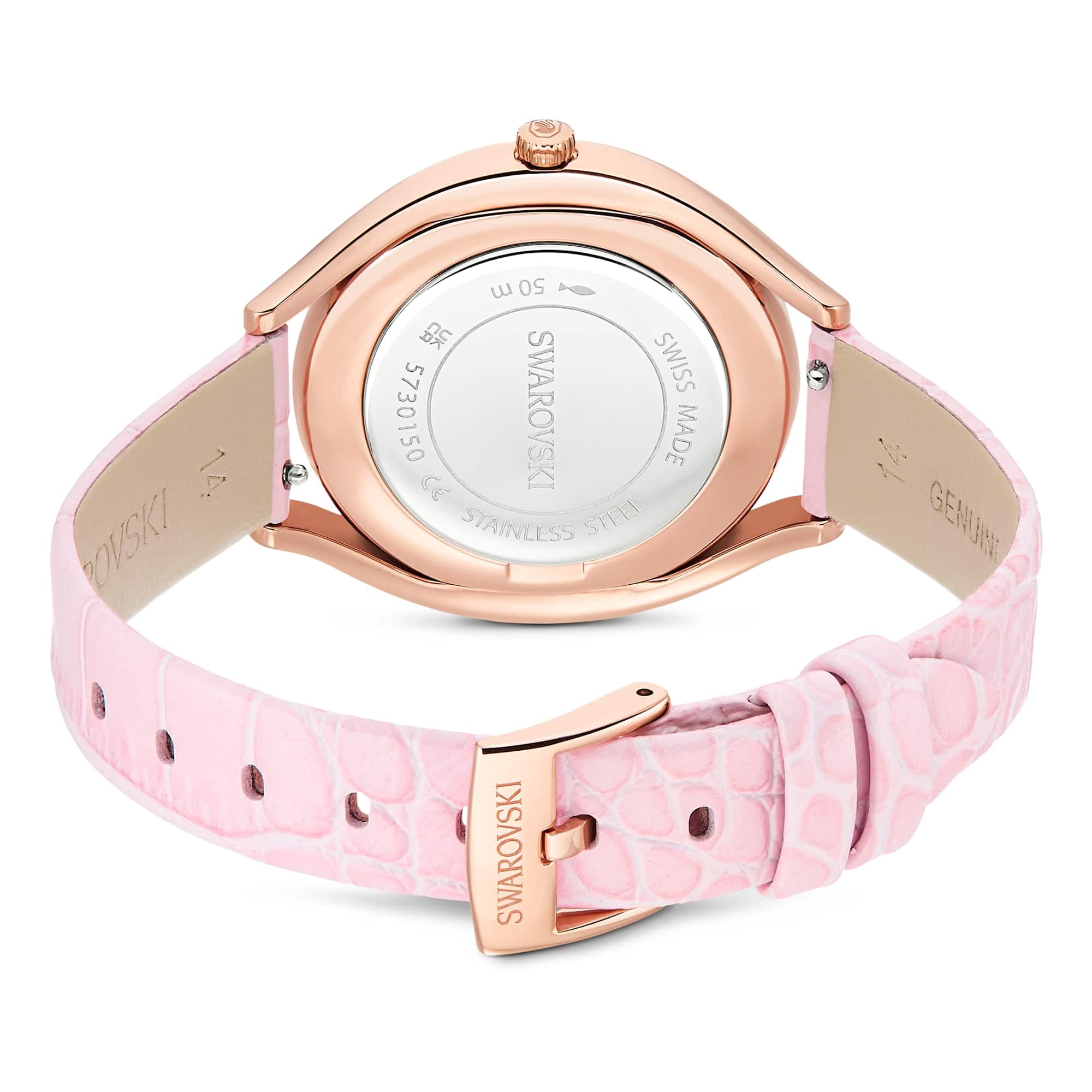 Swarovski Crystalline Kollektion Aura Uhr, Swiss Made, Lederarmband