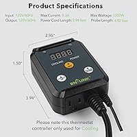 Vista 7 de BN-LINK Digital Cooling Thermostat Controller, Temperature Controlled Outlet for Attic Fan, Exhaust Fan, Cooling Devices 40-108°F, 8.3A 1000W
