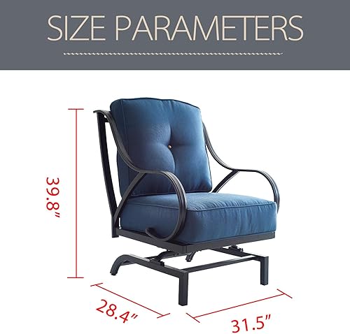Miniatura 2 de LOKATSE HOME Muebles de hierro forjado para exteriores, silla de asiento de conversación de metal para patio, con cojines gruesos y suaves,