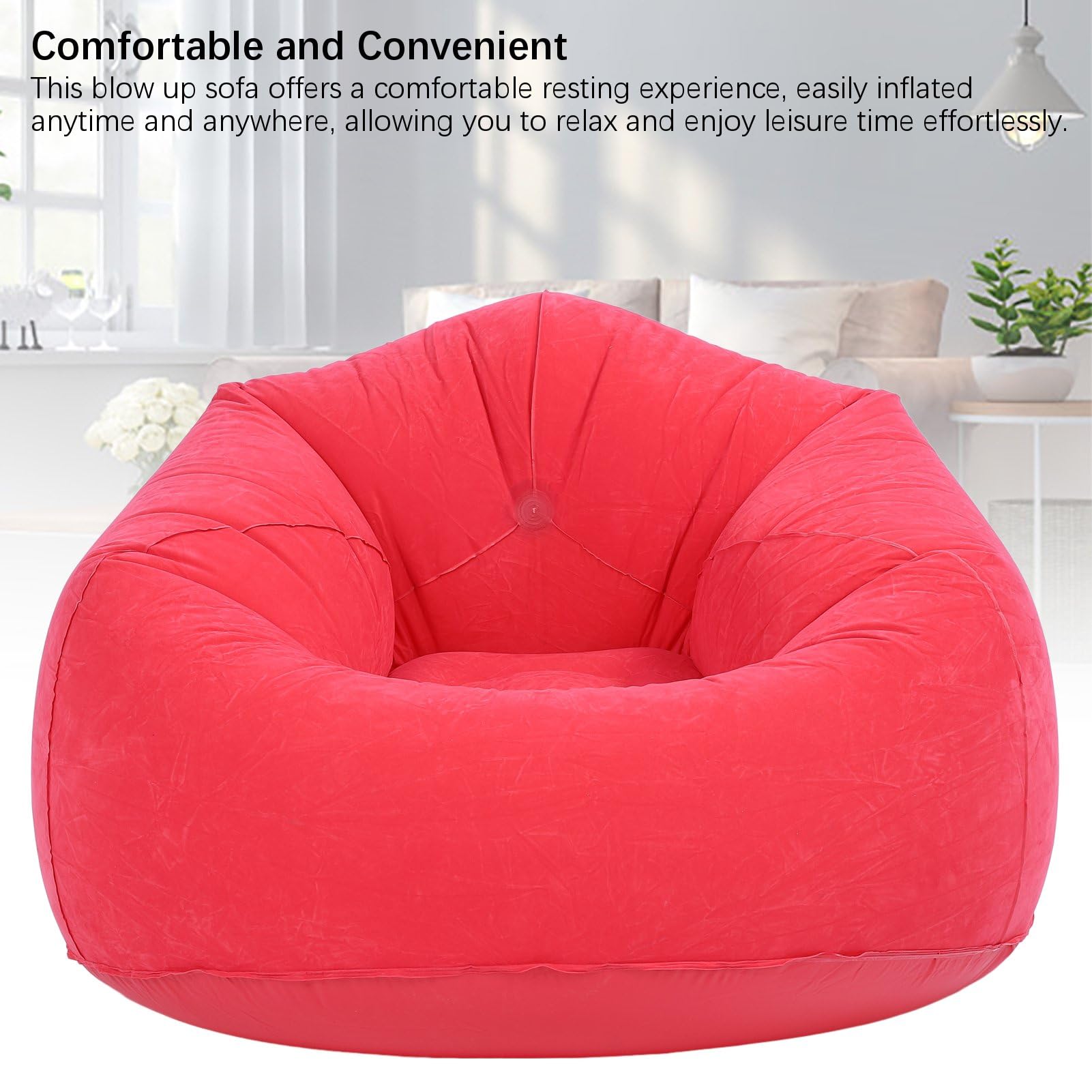 Inflatable Lounge Chair, 80kg Load Portable Blow Up Sofa Lazy Couch, 29.53x29.53x17.72inch Inflated Size - Image 4