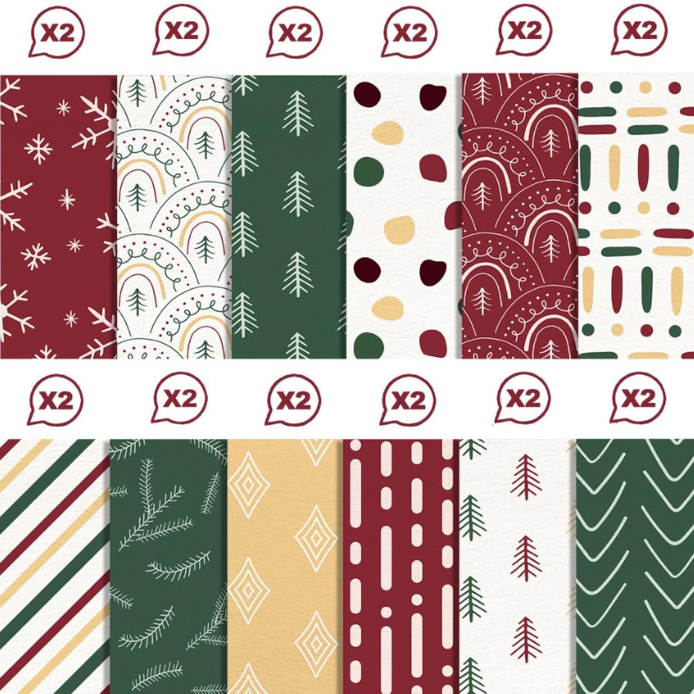 Papier do scrapbookingu, 24 arkusze 12"x12" dwustronnego papieru kartonowego, papier wzorzysty, 160 g/m2 ciężki papier dekoracyjny do dekoracji albumów ze zdjęciami(7)