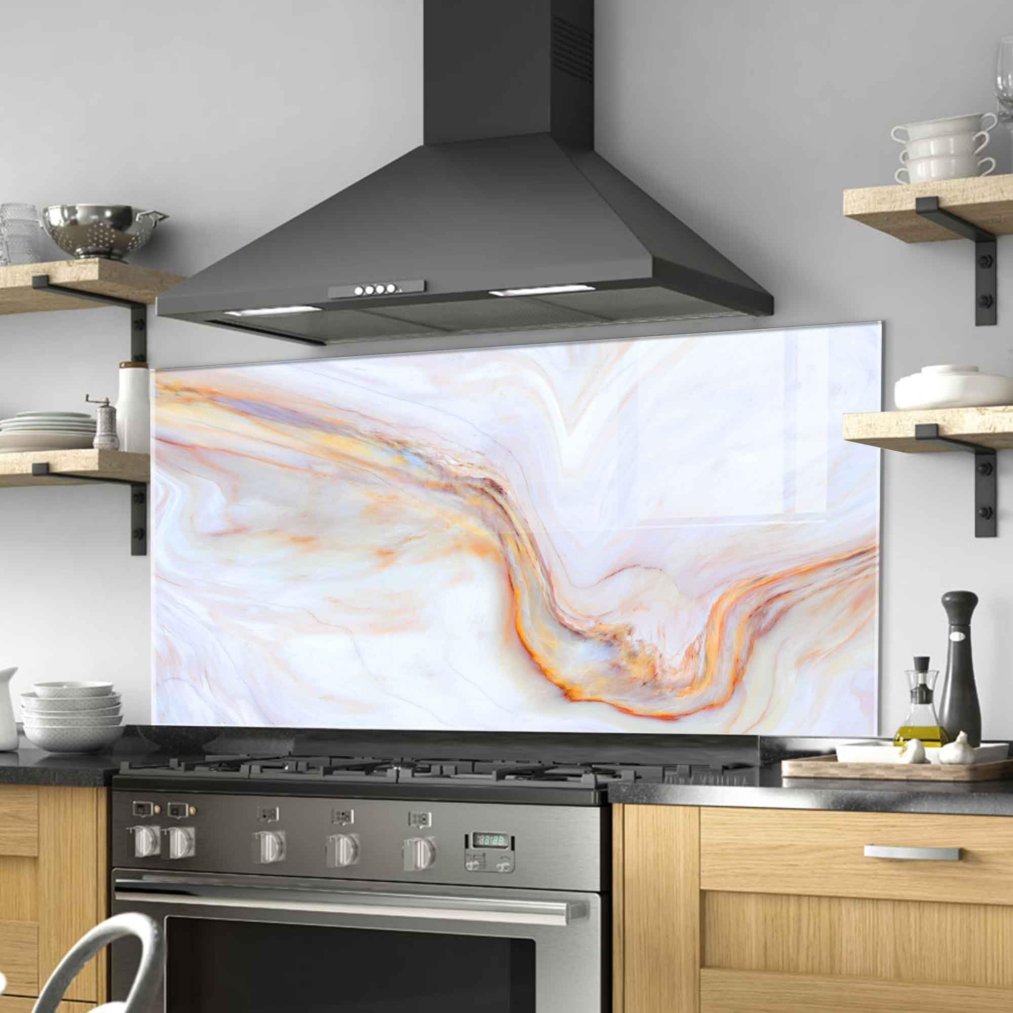 Tempered Glass Kitchen Backsplash, Stove Back Top Cover, Splashback Tile, Kitchen Sink Cover Splash Guard, Home Wall Decor (17.7x12''-(45x30cm))