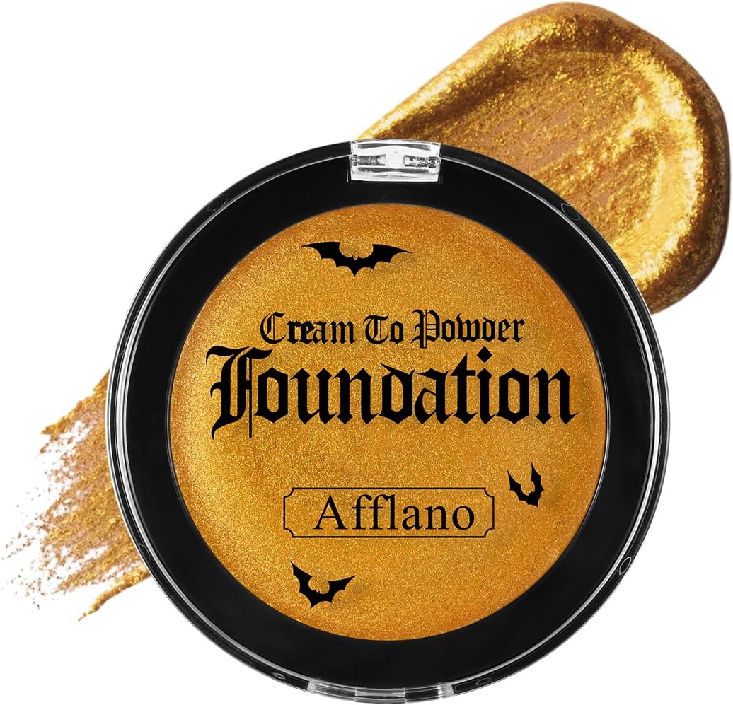 Gold Face Body Paint Cream Metallic Eye Black Full Coverage Foundation Bodypaint Makeup for Adult Children Blendable Waterproof Gold Face Painting for Halloween Special Effect SFX Cosplay Stage Makeup