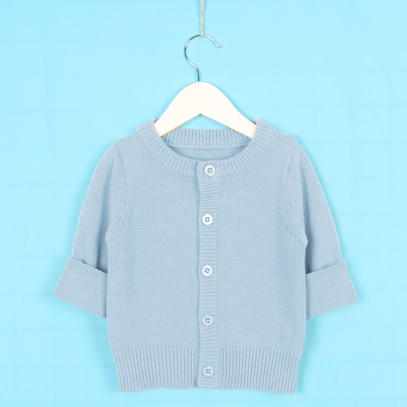 Cardigan da bambina in tinta unita, versatile, con scollo rotondo | Si adatta a quasi tutti gli abiti, può essere indossato da solo o come strato intermedio sotto le giacche