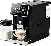 Vista 9 de Máquina automática de café expreso con presión de 20 bares, cafetera de un solo toque, molinillo integrado y espumador de leche, 6 recetas Negro
