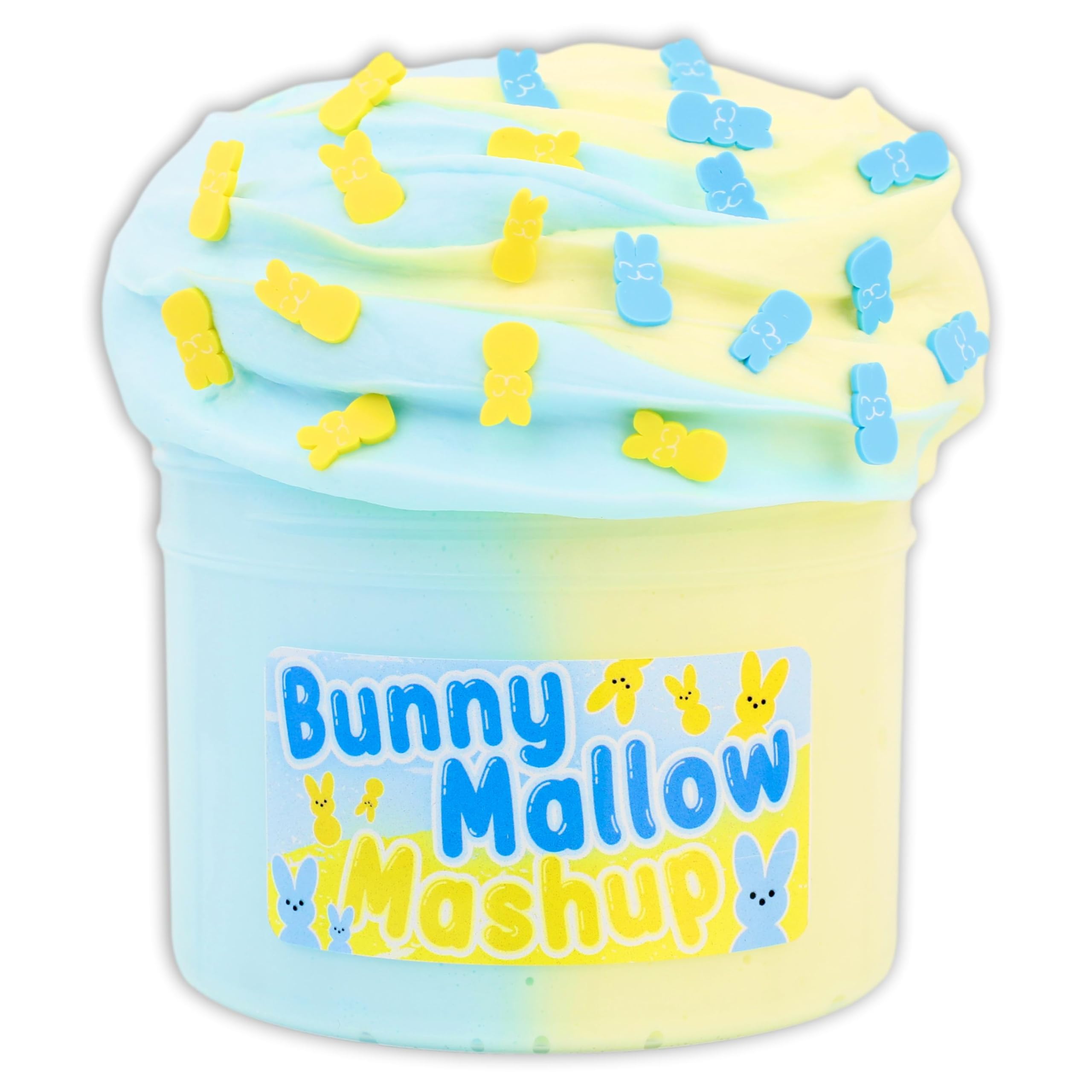Bunny Mallow Mashup - Butter Textured Easter Slime 8 fl/oz - Handmade in USA - Dope Slimes - Blue/Yellow