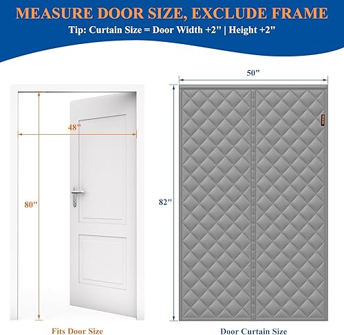 Miniatura 73 de MAGZO Cortina aislante para puerta corrediza de vidrio para invierno, 72 x 80 pulgadas, relleno Oxford mejorado con algodón grueso, kit de Gris