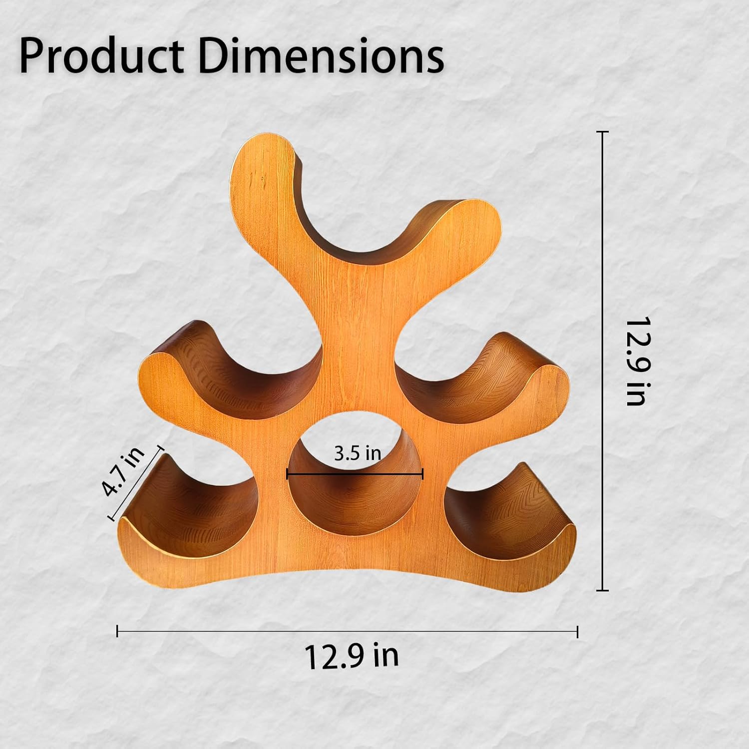 Solid Wood Countertop Wine Rack for 6 Bottles, Space-Saving Freestanding Design, Wooden Storage Holder Stand for Kitchen, Dining Room, Bar