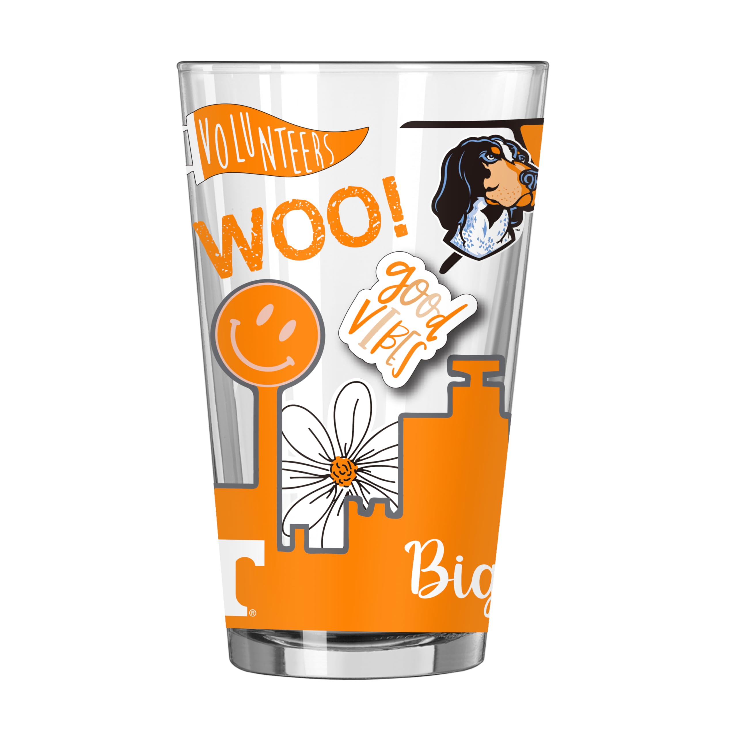 Logo Brands NCAA 16 oz Pint Glass - Durable Glass With Bold Team Color– Chip-Resistant Rim Drinkware For Fans, Tailgates, Home Bars &amp; Everyday Use