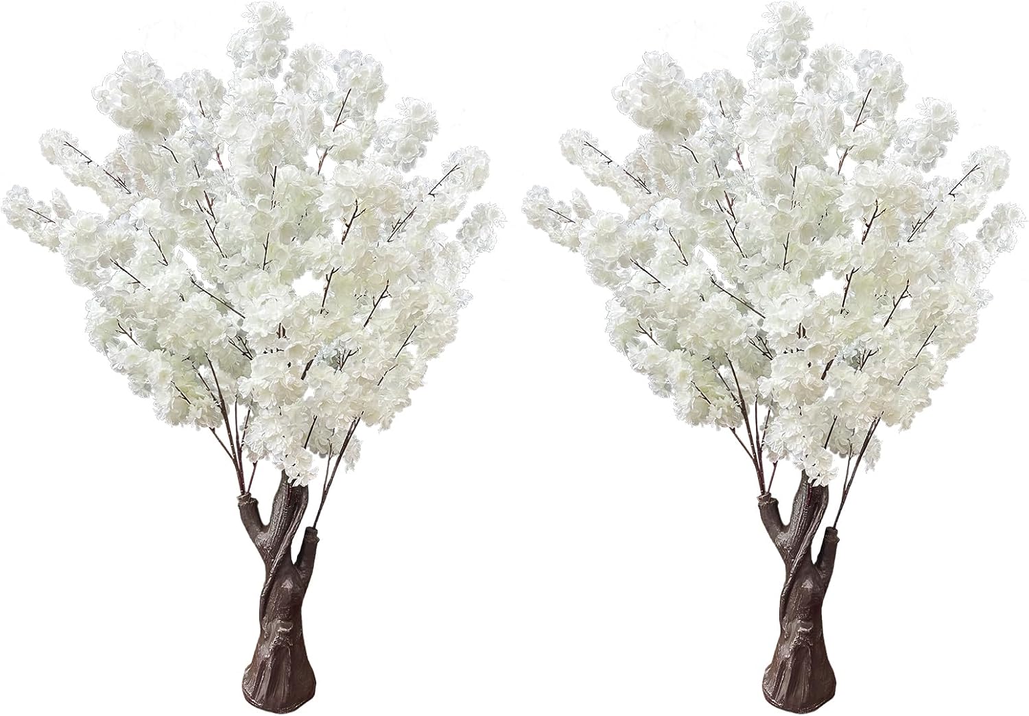 Artificial Cherry Blossom Tree, 4.3FT White Faux Cherry Blossom Tree for Home, Wedding & Party Decoration, Indoor & Outdoor
