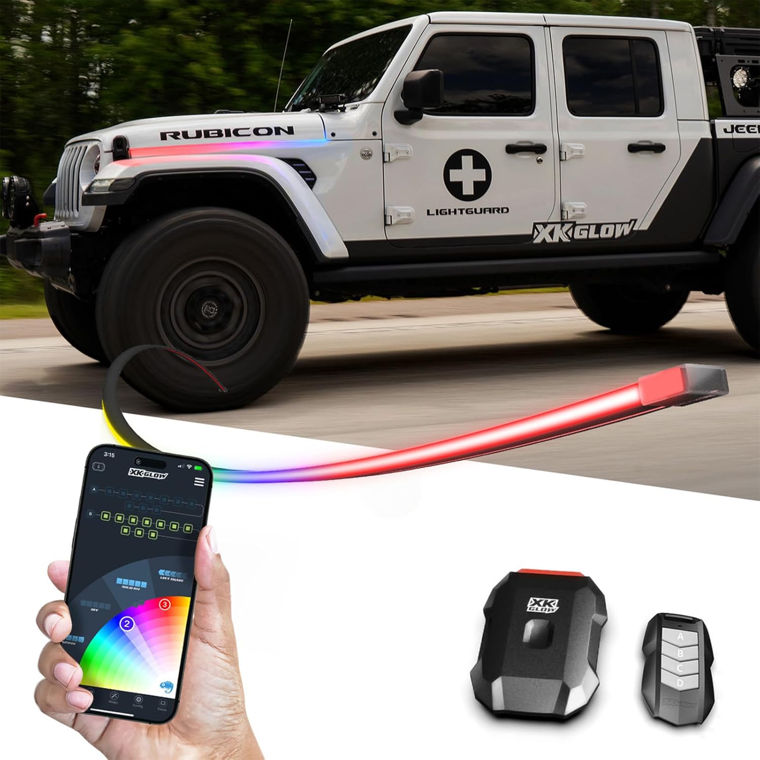 XKmax Atomix Body Panel LED Light Strip for Jeep | RGB Color Chasing & App | XKGLOW (Running Board Kit)