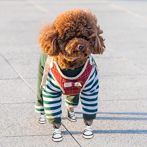 Miniatura 6 de Zapatos para perro, 4 botas deportivas de lona para cachorros, antideslizantes, para mascotas, perros, gatos, patas, cubierta protectora para