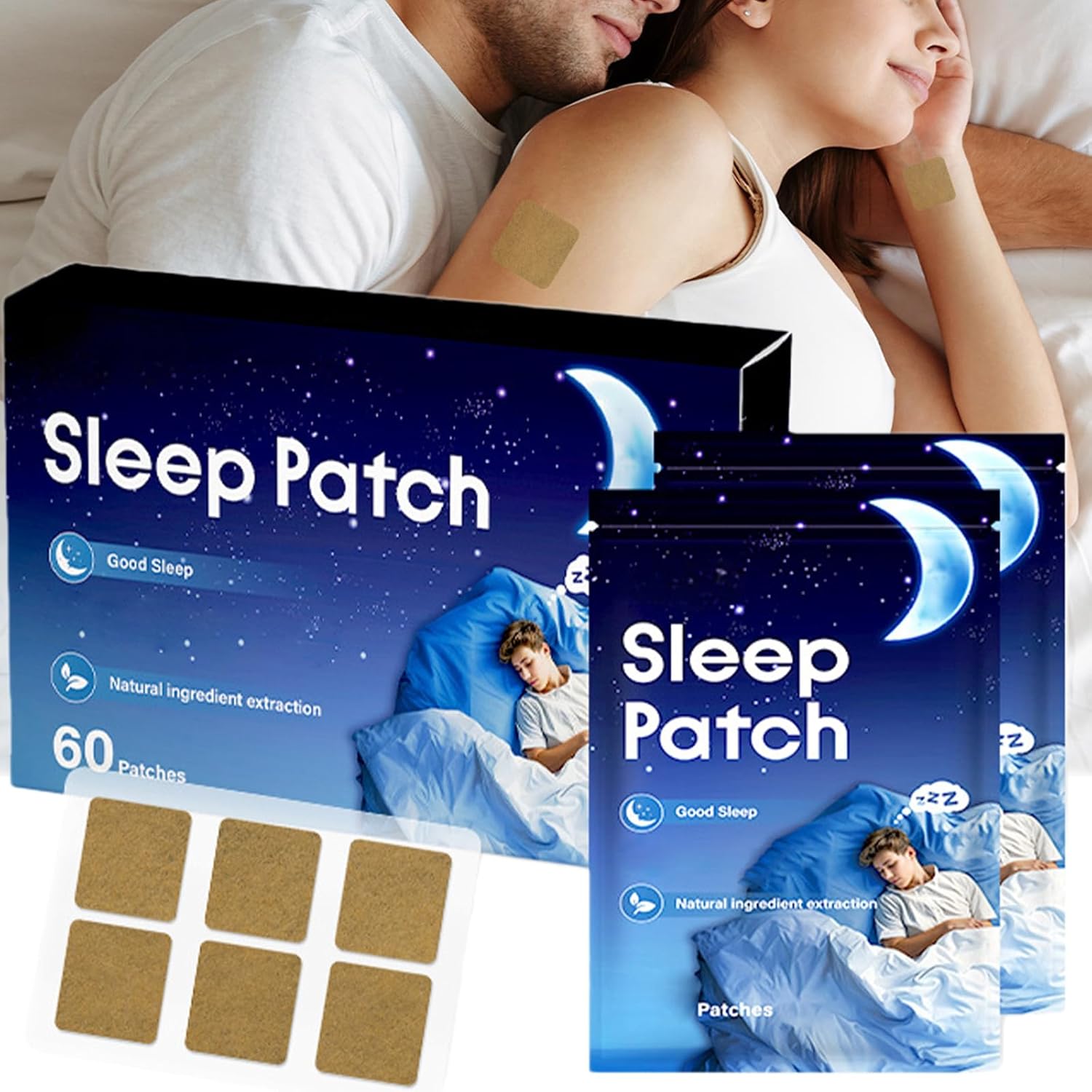 Sleep Support Patches for Adults, Extra Strength All-Natural Formula, 60 Cruelty-Free Patches for Men & Women, Promotes Restful Sleep