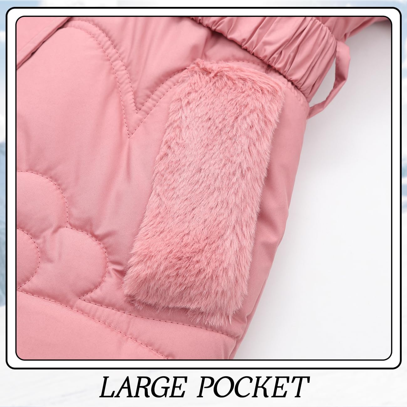 Kids Winter Girls Coats Fleece Padded Fur Collar Hooded Puffer Jackets Clothes - Image 4