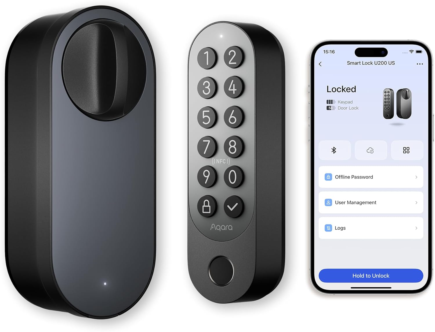 Aqara Smart Retrofit Lock, Fingerprint Keyless Entry Door Lock, Retrofit Your Existing Deadbolt, U200 Upgraded Version Black