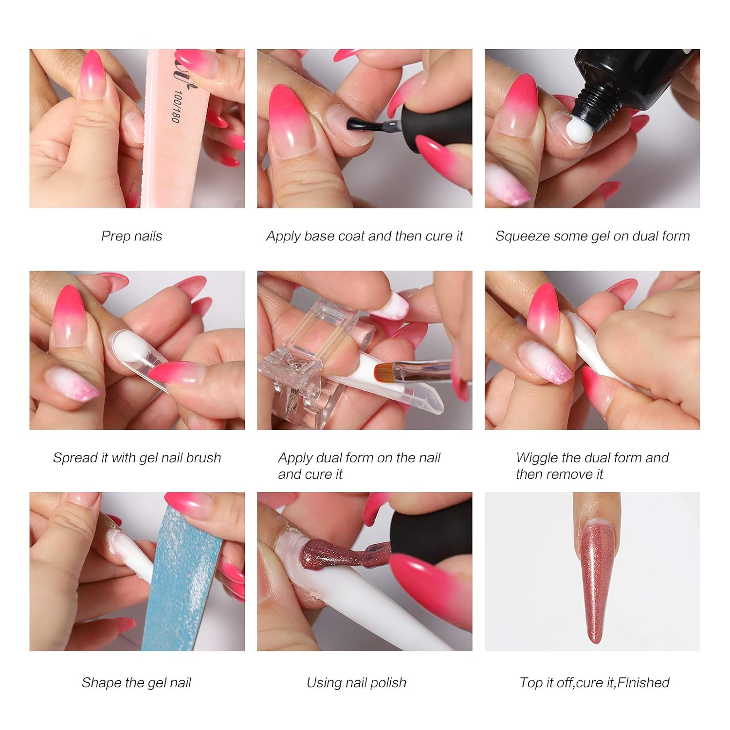120Pcs Dual Forms Full Cover Nail Tips Upper Arched Extension Mold (Mold C)