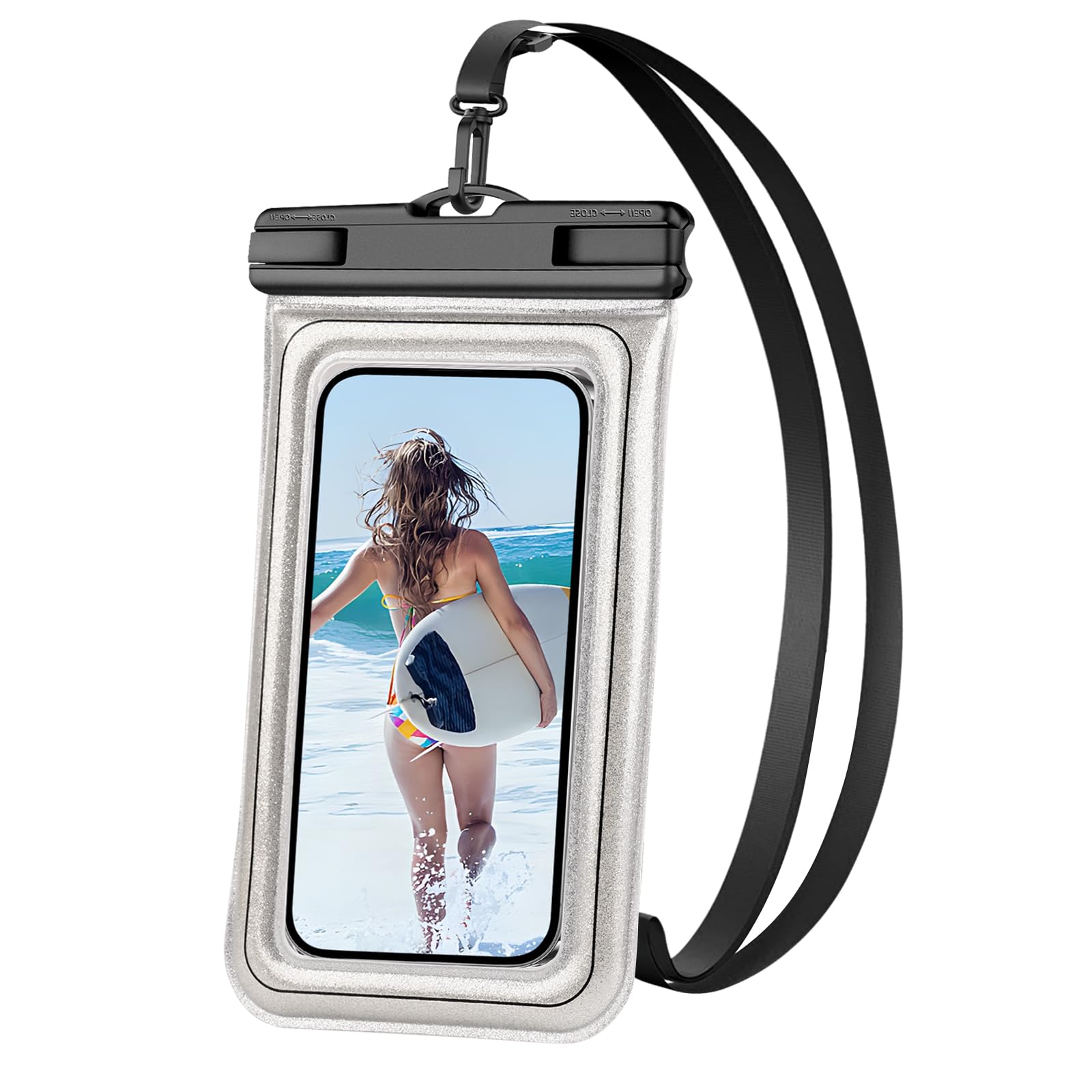 Floating Waterproof Phone Pouch, IPX68 Waterproof Phone Case with Lanyard for iPhone 16 15 14 13 Pro Max Samsung S25 S24 S23 S22, Up to 7", Beach