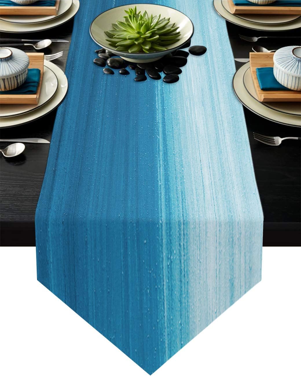 Table Runners 70 inches Long for Dining Room Coffee Table Farmhouse Style Blue Ocean Sea Cotton Line Table Linens for Indoor Outdoor Party/Holiday/Wedding Decor 13x70 Inch