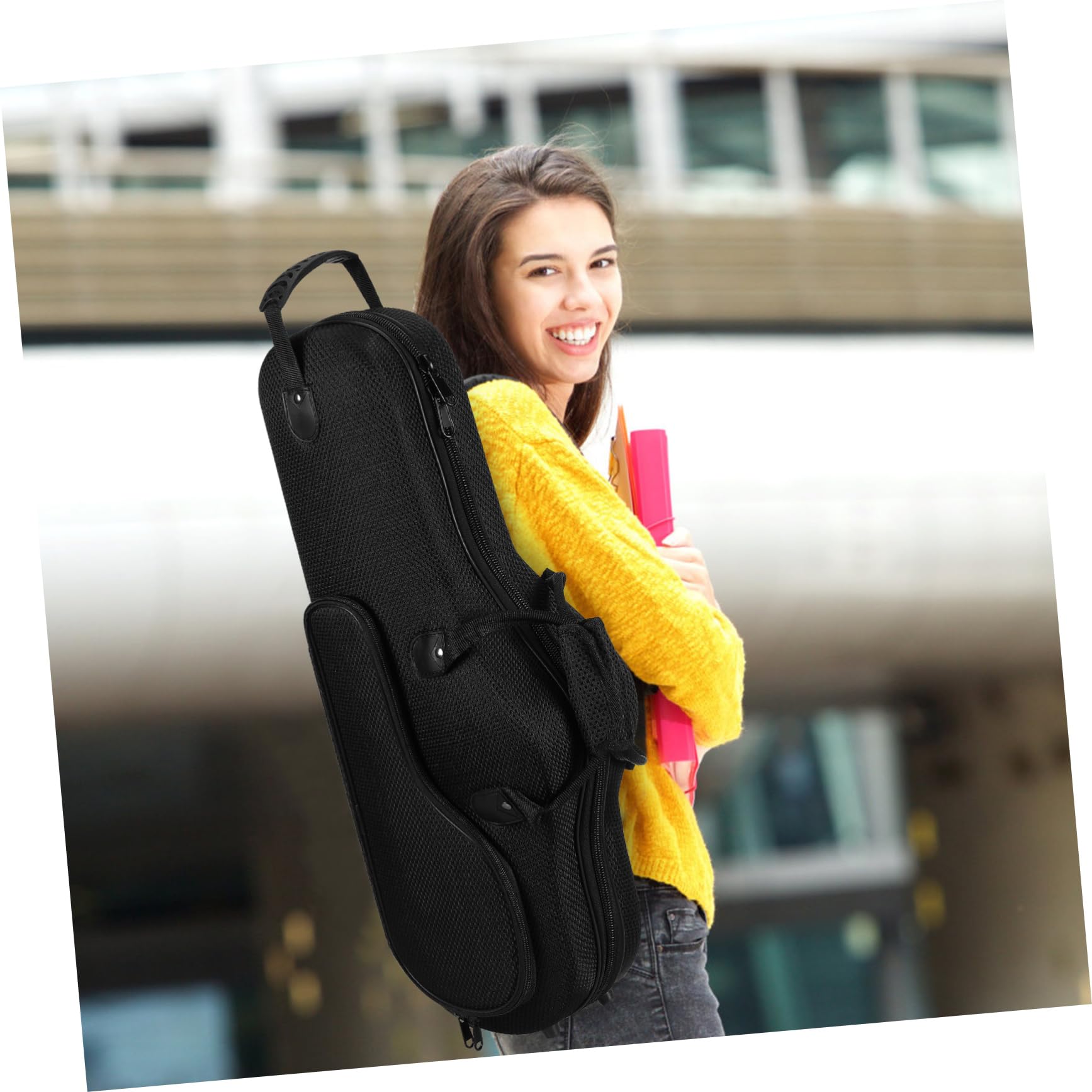 Borsa per Sassofono Contralto Leggera Portatile Nero | Oxford Cloth, Ampia Capienza, Cinghie Rimovibili e Regolabili, Uso in Studi Musicali e Scuole
