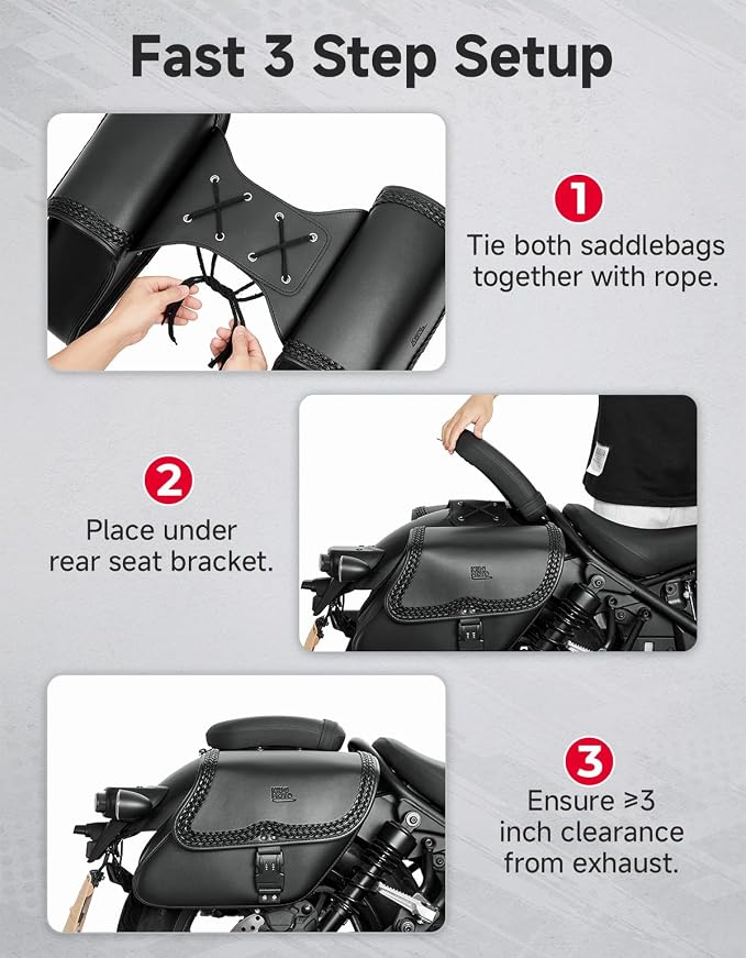 Alforjas para motocicleta KEMIMOTO, cuero sintético negro miniatura 4