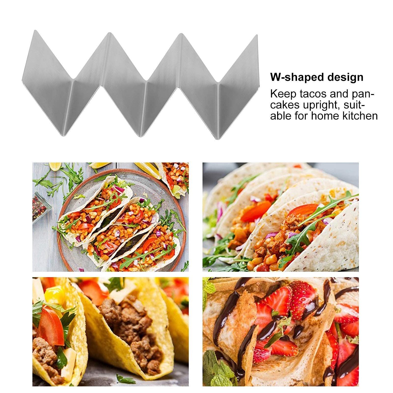 Accessorio Cucina Messicano 2 Supporti Per Taco In Acciaio Inox - Griglia Per Tortilla Da 3-4 Tacos, Ideale Per Feste 2 Confezioni