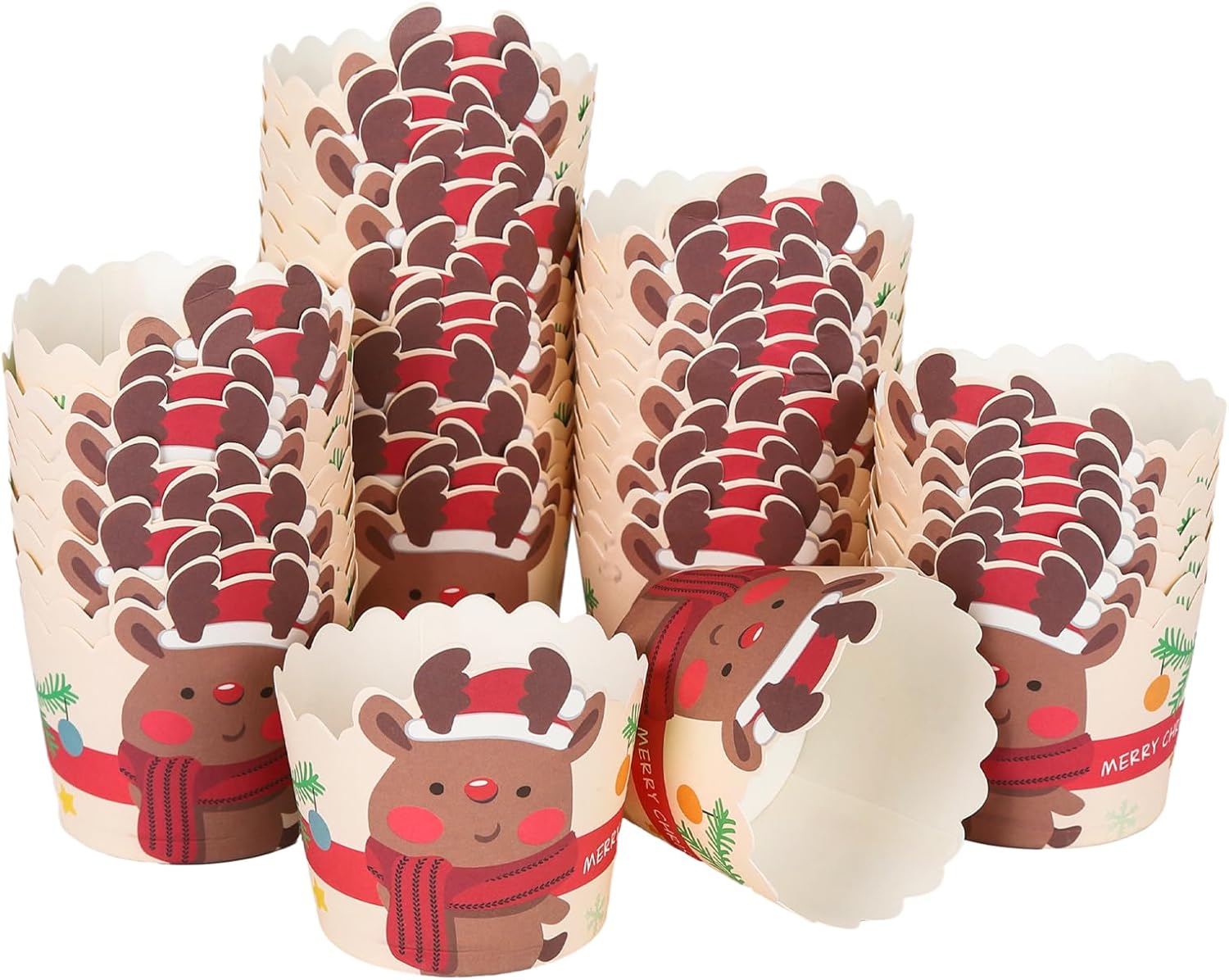 50 Pcs Christmas cake cup packaging box,Cupcake Wrapper Baking Cups