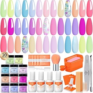 Modelones Dip Powder Nail Kit, 20 Colors Summer Pink Purple Blue Macaron Pastel Dipping