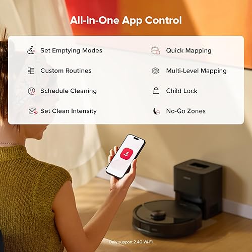 Miniatura 7 de roborock Robot aspirador y trapeador Q10 S5+, succión de 10,000 Pa, mejorado desde Q8 max+, 70 días de autovaciado, evita obstáculos, trapeador Negro