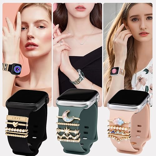Miniatura 4 de Dijes para correa de reloj, mejora la correa de tu reloj con elegantes anillos decorativos compatibles con correas de Apple Watch de 1.772 pulgadas,