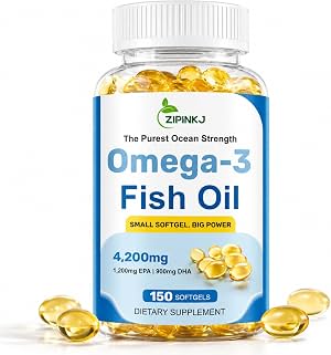 Suplementos de Aceite de Pescado Omega-3 4200mg, Mini Softgels sin Regusto a Pescado, de Captura Silvestre | Triple Fuerza, EPA y DHA de Alta Pureza para la Salud del Cerebro, Corazón y Ojos, No-GMO, Probado por Terceros | 150 Softgels (Paquete de 1)